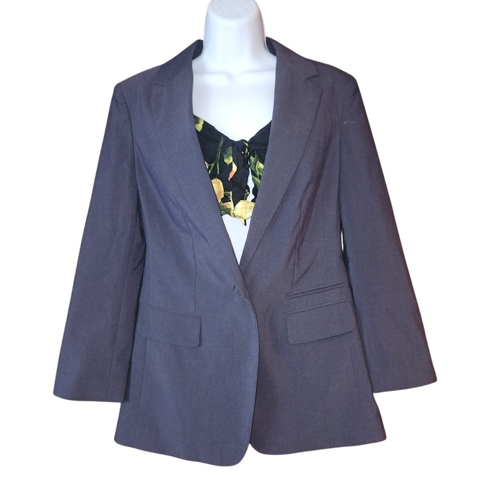 American Eagle Blue Gray Single Button Long Blazer‎ Size Small